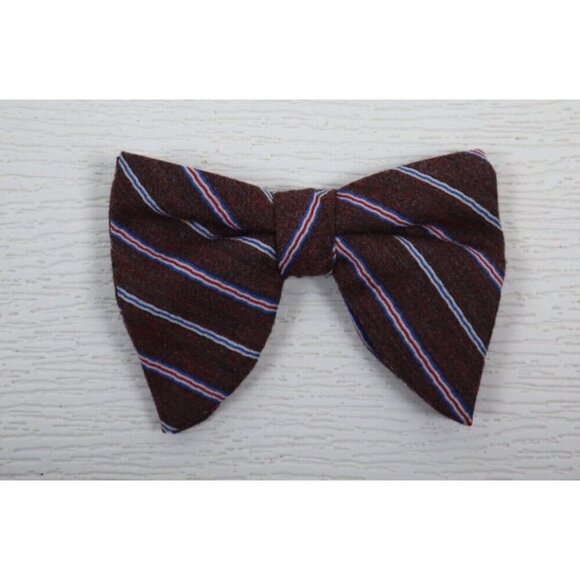 VINTAGE MEN'S BROWN STRIPED CLIP ON BOW TIE - Picture 2 of 4